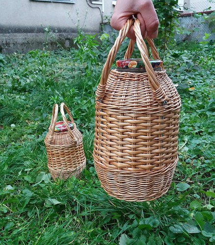 Wicker demijohn bottle - demijohn, glass
