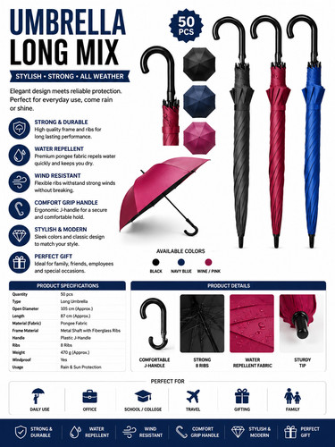 Long umbrella automatic - 50",