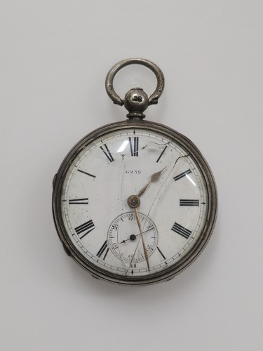 Antique silver cased pocket - silver,
