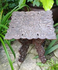 ANTiQUE iNDiAN CARVED WOOD FOLDABLE SIDE TABLE,BEAUTIFUL!