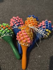 1x African Plastic Gourd Hand Shekere Beaded Musical Instrument