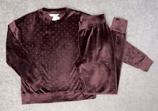 BNWT GEORGE @ ASDA BURGUNDY STUD VELOUR LONG SLEEVE LONG LEG PYJAMAS SIZE 8-10
