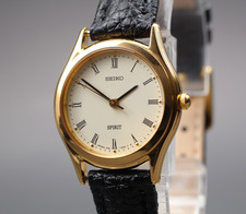 Vintage [Near MINT] Seiko Spirit 1F21-0J70 Gold Quartz Women's Roman Watch JAPAN