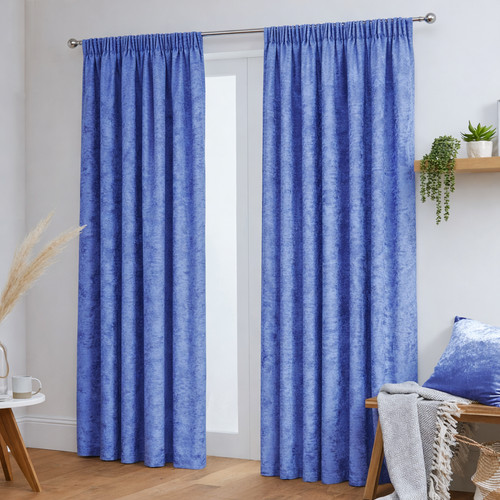 Crushed velvet curtains pair - curtains,