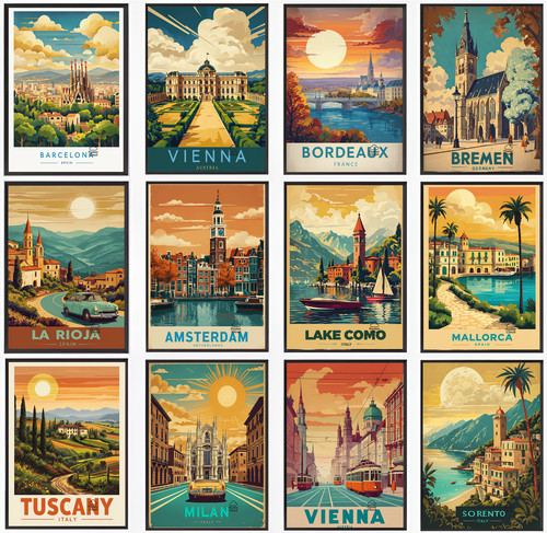 Vintage travel poster city - travel,