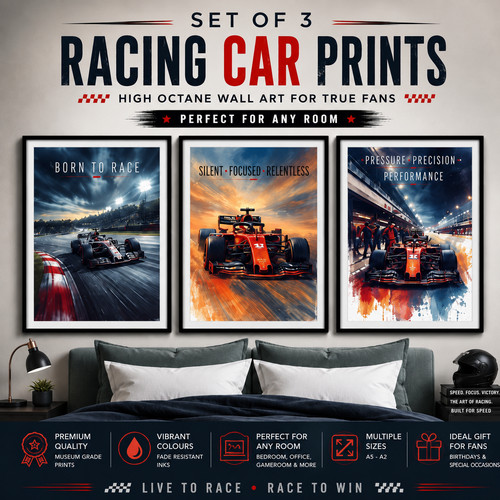 Racing car wall art print - print, boys
