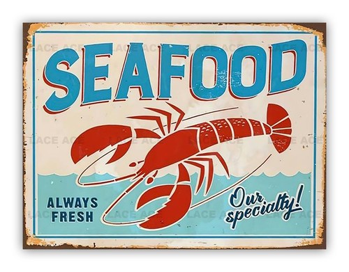 Metal seafood sign garden - seafood,