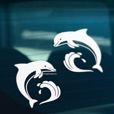 2x DOLPHIN JUMPING WAVE Surfing Camper Car Caravan Wall Vinyl Decal Stickers
