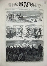 Old Antique Print 1879 Zulu War Natal Natives Buffalo River Siers Camp 19th