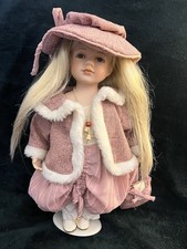 Leonardo Collection Porcelain Doll. Blonde Girl with Pink Outfit. 16"