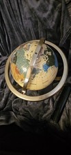 Vintage Mother of Pearl Ornamental World Globe on a Brass Stand with Compass