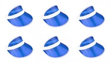 6 x NEON BLUE VISORS Pub Golf Drinking Party Visor Hen Stag Fancy Dress Poker