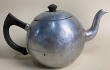 Vintage Aluminum Swan Brand Teapot 6 Cup England Empire Bakelite Handle