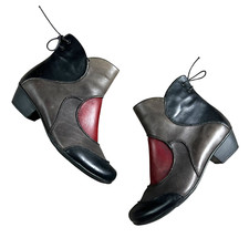 Remonte Dorndorf Patchwork Ankle Boots  36 / 5.5  Black Red & Gray Colorblock