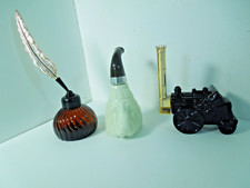 3 x Vintage Novelty Avon Aftershave Bottles DOG PIPE + TRAIN + QUILL PEN all VGC