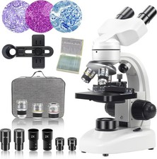 Compound Binocular Microscope 40X-2000X with XY Stage, Dual LED, Educational Lab