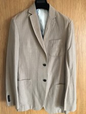 M&S Collection Mens Cream Cotton Blend Linen Look Blazer Sports Jacket 38 Long