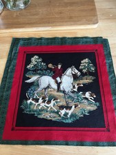 Fox Hunt 2 Panels English FABRIC PILLOW PANELS Cranston Dogs Horse Riders