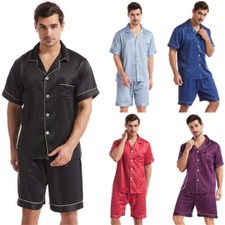Set Mens Satin Silk Pajamas
