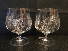 2 Vintage Crystal Brandy Glasses New
