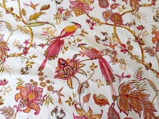 Curtains Pair Birds & Floral Pattern Length 88" X Width 66" Each