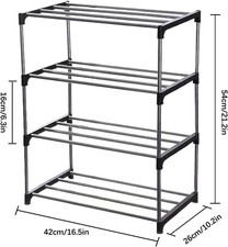 NIAWECAN Shoe Rack Small 4-Tier Stackable Shoe Rack Mini Shoe Organiser
