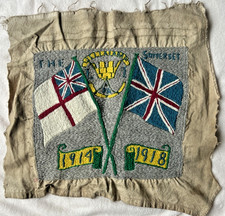 WW1 The Somerset Light Infantry - Trench Art Embroidered Military Sampler 19"