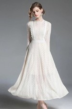 Ivory Lace Fit and Flare Maxi