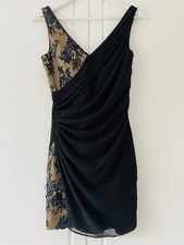 KATE MOSS TOPSHOP 8 BLACK NUDE SEQUIN RUCHED DRESS MINI EVENING PARTY GLAM SMART
