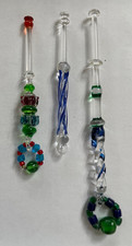 3 x Vintage GLASS Lace Bobbins