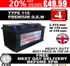 110 New Genuine OEM Car Battery-Type 110 70AH(C20) 85AH(C100) 4 YR GUARANTEE