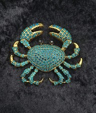Large Blue Rhinestone Crab
