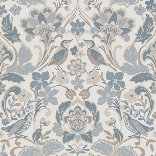 Folk floral wallpaper birds - floral,