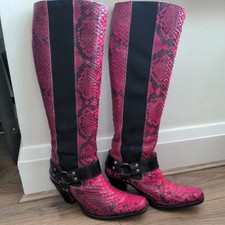 R Soles Boots Pink Snakeskin