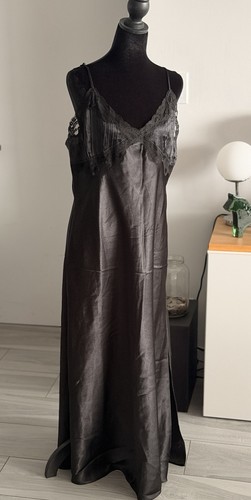 Black satin lace - black,
