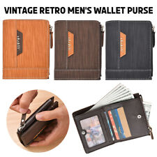 Vintage Retro Men's Wallet Purse - Small Zipper Coin Pocket, ID Credit Card H