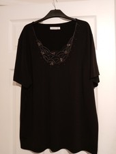 Stunning Black Top With Beads. Size 24 By Heather Valley