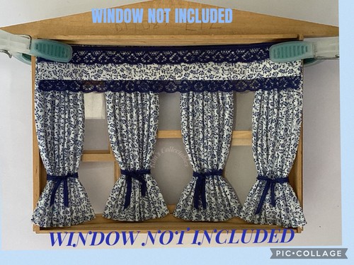 Bay window curtains - , blue