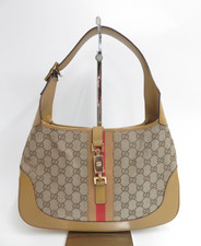 Authentic GUCCI GG Canvas Jackie Leather Hand Bag Tote Bag I#47293