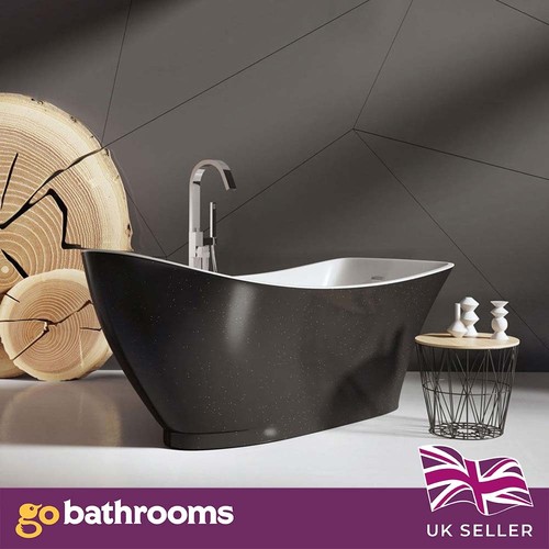 Black freestanding bath - black,