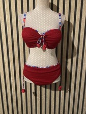 Ocenasun 10 Vibrant Red Crochet & Tassel Detail Bikini Size 14/16 Holiday