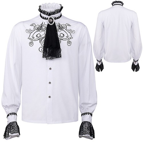 Men lace embroidery shirt - shirt, top