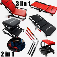 Mechanic 2/3in1 Mechanics Creeper Trolley Stool Wheel Workshop Padded&Pickup Kit