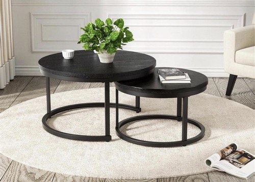 Black round nesting - black, coffee