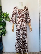 Vintage 70s Brown White Floral