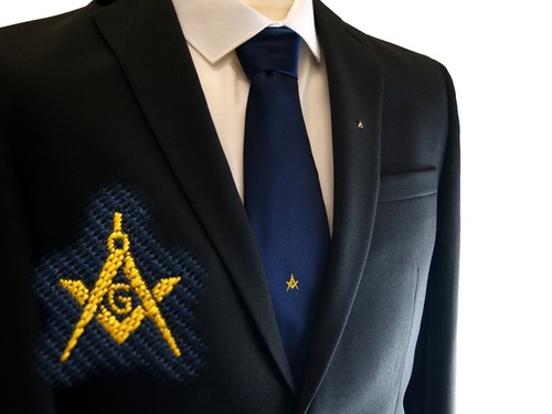 Masonic navy blue woven - woven, tie