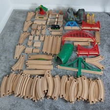 Huge BRIO Wooden Railway Train Set Bundle Track locomotive Accessories + More!