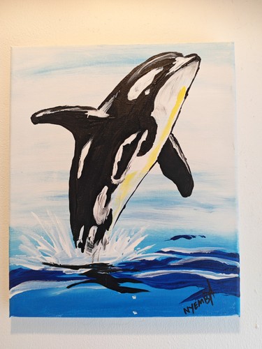 Original acrylic orca whale - acrylic,