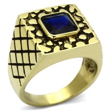Mens Sapphire Ring Gold Bezel
