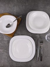 12/24pc White Opal Glass Dinner Set Plates Soup Bowls Dinnerware Service for 4 8